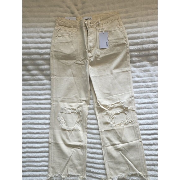 Vervet Denim - 0010 Vervet Women's Cream Distressed 90's Vintage Flare Jeans; size 28